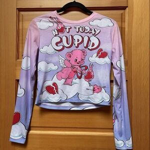 NEW Anti Valentines Day Dolls Kill Sugar Thrillz Not Today Cupid Heart Tee Shirt